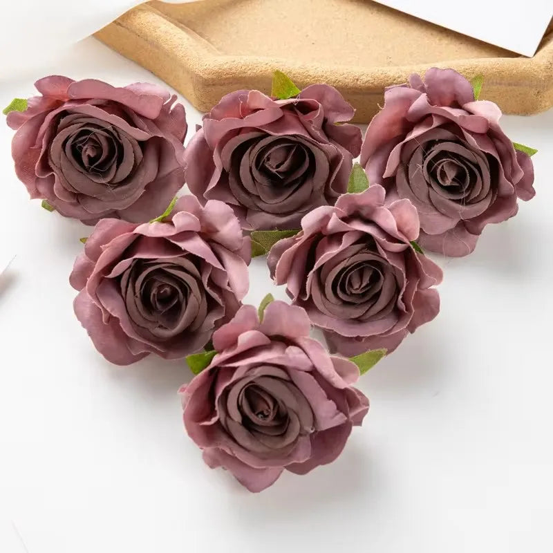 fleurs artificielles roses soie feuilles vertes décoration mariage fête maison scrapbooking