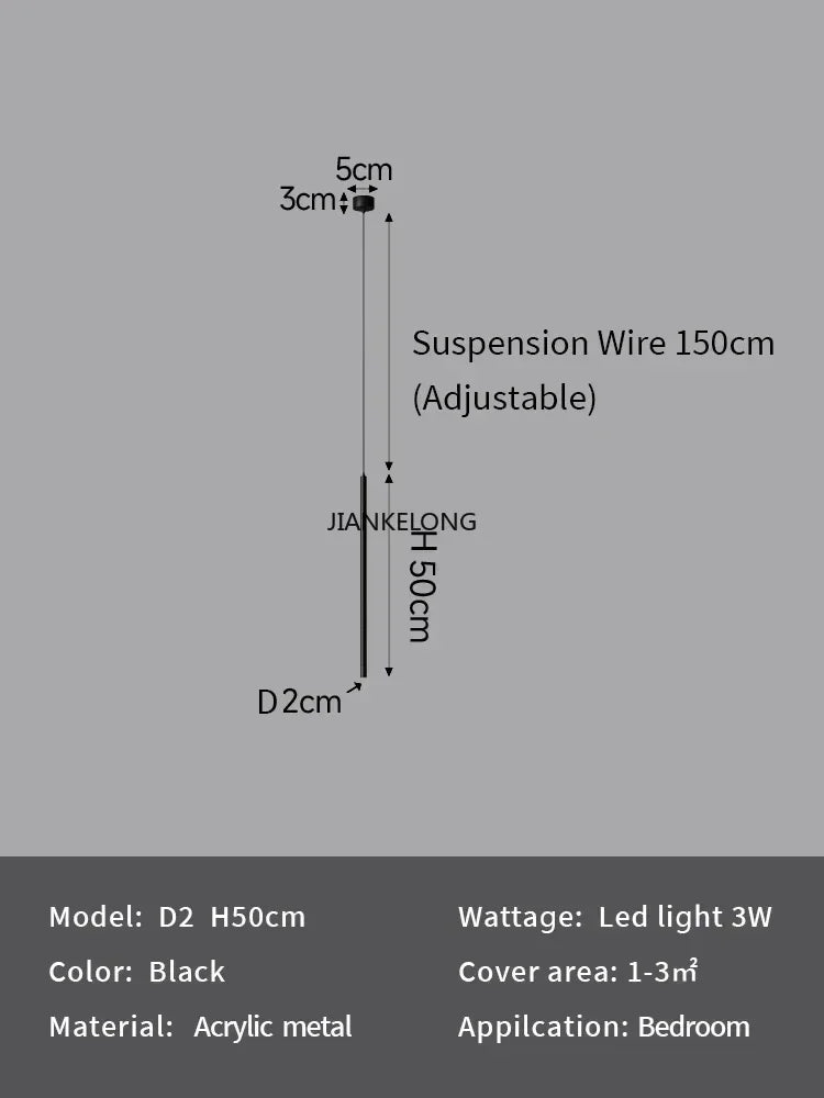 lumière suspendue moderne noire acrylique 4000K 3000K 6000K chambre salon