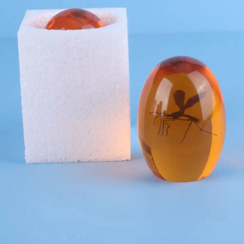 presse papiers boule verre orange translucide moustique imprimé artisanal unique maison