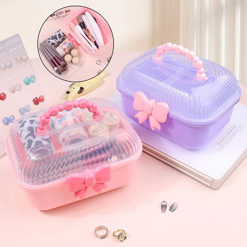 présentoir bijoux rose violet transparent texturé accessoires maquillage enfantin pinceaux patchs coton limes faux