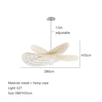 suspension lumineuse tressée wicker naturel moderne rustique salon chambre lumière chaîne métallique ampoule