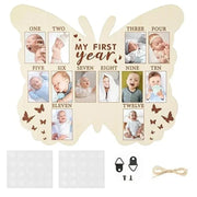 cadre photo bébé papillon 12 mois crème gravures papillons rustique adhésifs cordelette emplacements photos