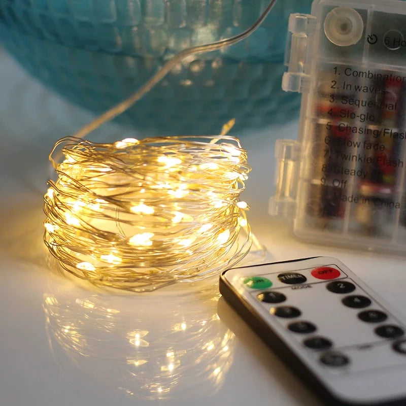 guirlande lumineuse or argent bleu led clips moderne télécommande autonomes