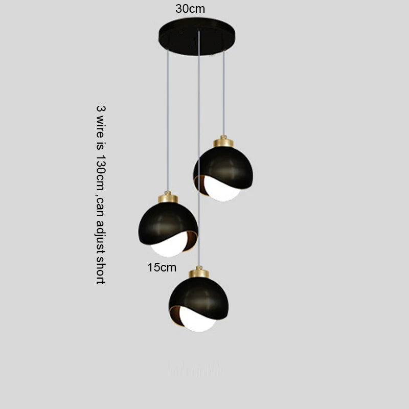 suspension pendentif verre noir doré moderne éclairage chambre salle manger lumière mat opaques
