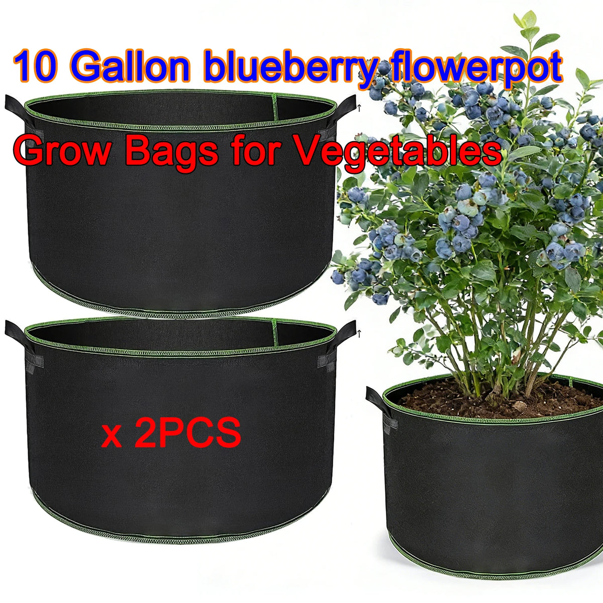 sacs culture légumes fibre végétale noir poignées portables 10 gallons 50 pièces