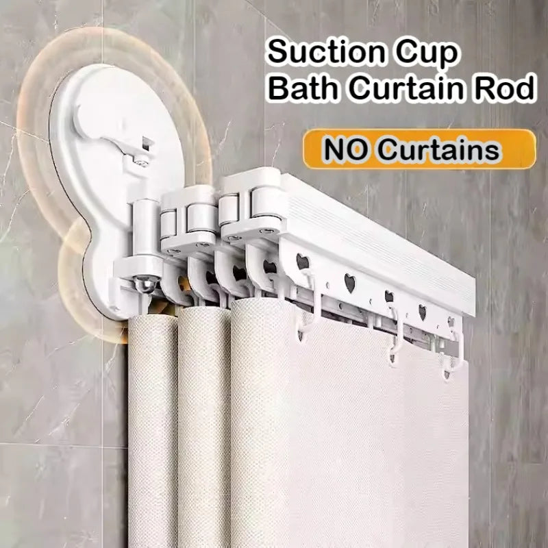 rideau douche blanc panda moderne support mural pliable double ventouse invisible