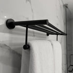 porte serviettes mural acier inoxydable noir mat lisse moderne salle bain double rangée