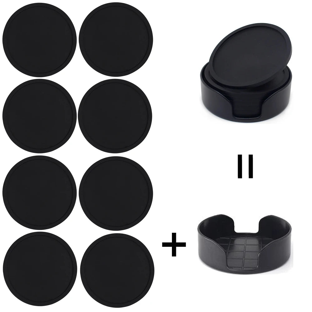 coasters silicone antidérapants antiadhésifs noirs modernes boissons chaudes froides table transparents respectueux environnement