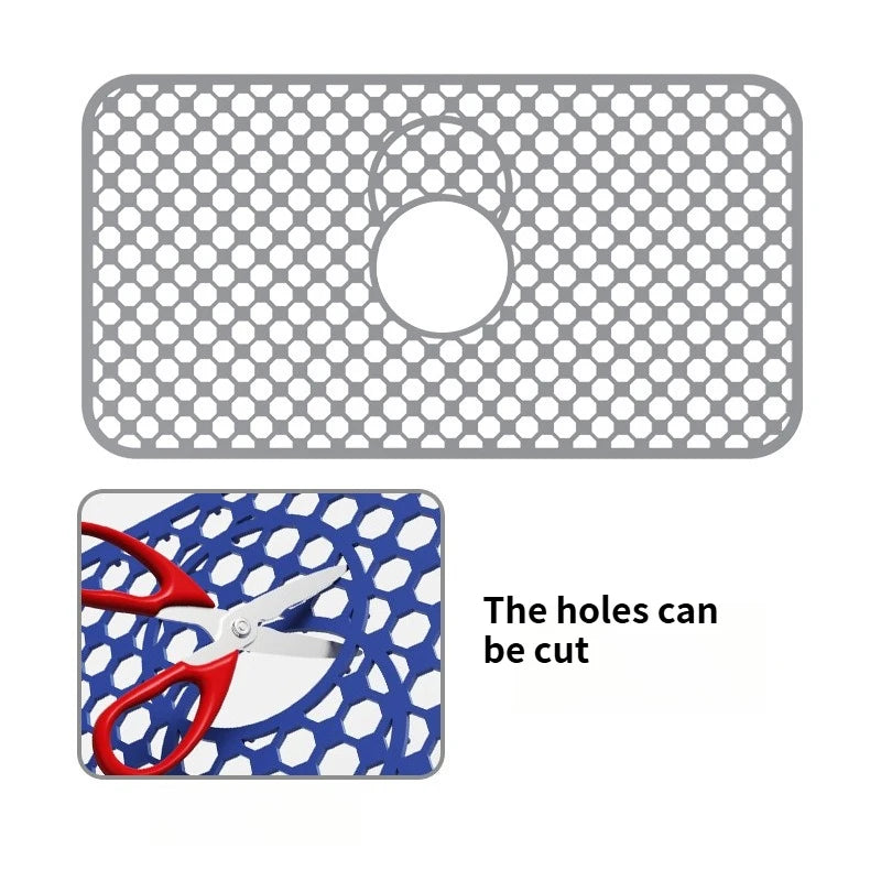 tapis lavabo silicone perforé gris moderne antidérapant drainage vaisselle 34.5x28.6cm