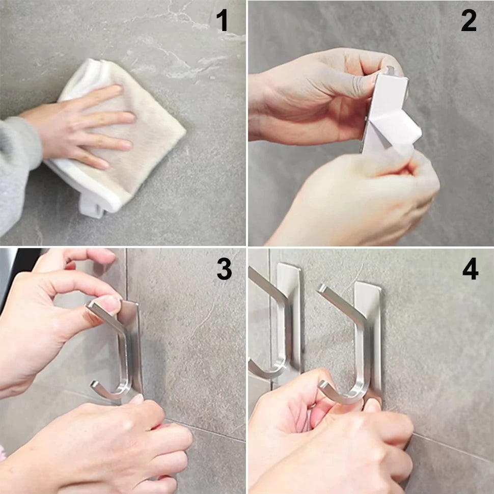 porte serviettes moderne minimaliste adhésif argenté noir serviettes loofahs salle bain accroches minimalistes durable