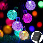guirlande lumineuse solaire cristal blanc doré décor jardin extérieur fête noël led