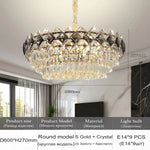 lustre cristal géométrique doré moderne élégant salon lumière chaîne vitrail haute qualité
