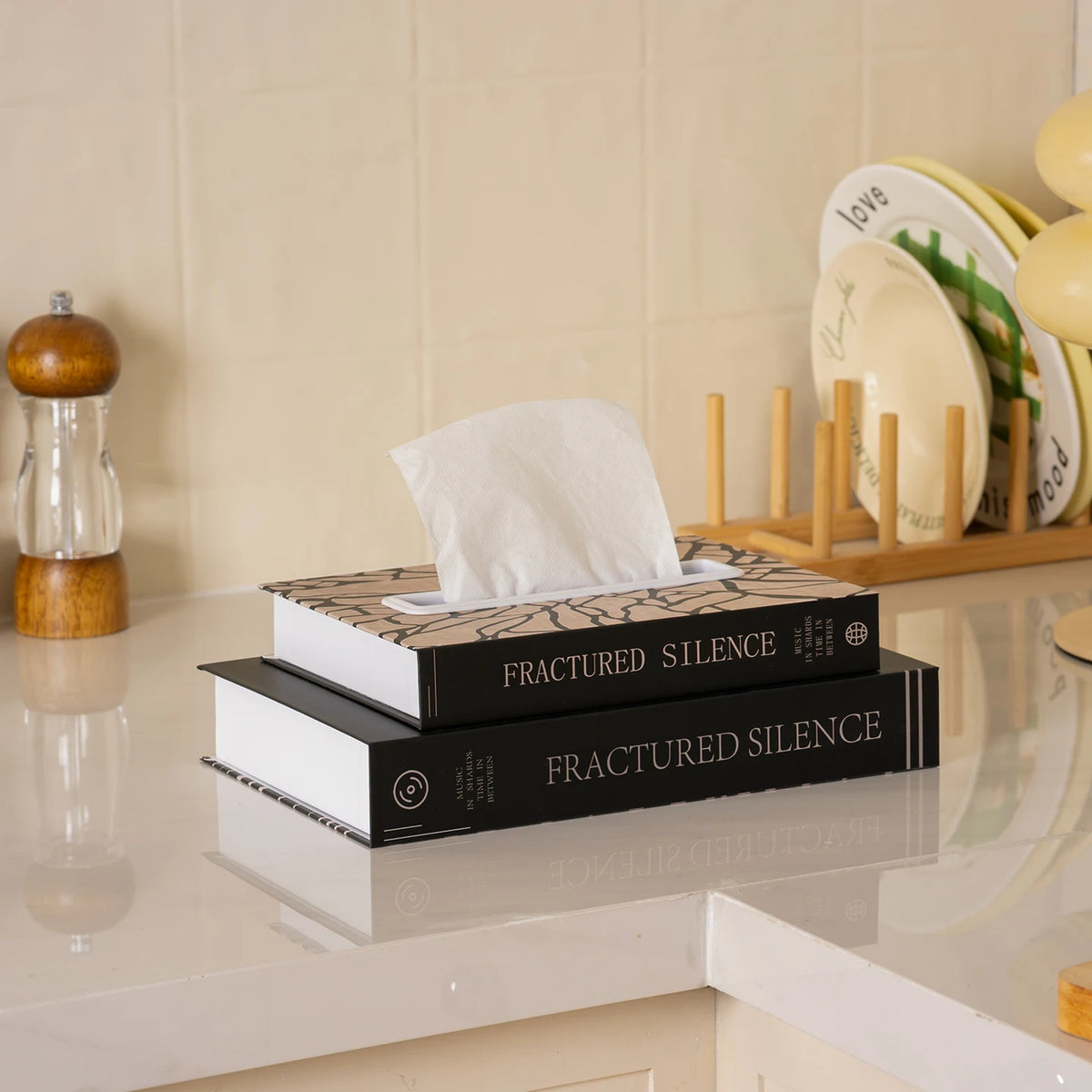 boîte mouchoirs moderne tissu amovible imprimé york paris london noir blanc minimaliste tendance decoration