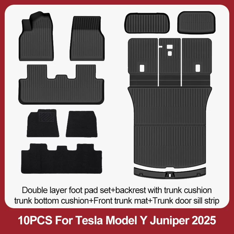 tapis sol voiture tesla model noir rayures horizontales moderne résistants lusure 10pcs sets