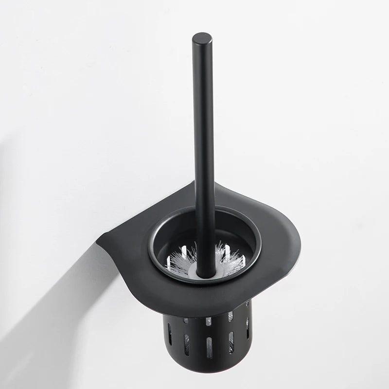 brosse wc noir support mural inoxydable moderne ensemble nettoyage toilette