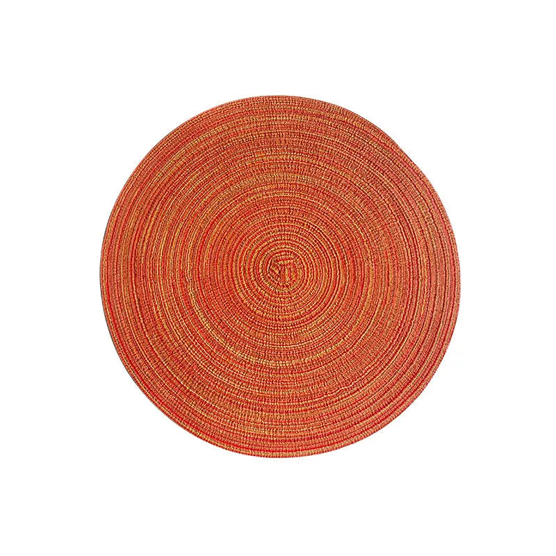 napperon rond lin tissé motif spirale rustique dessous verre anti brûlure table