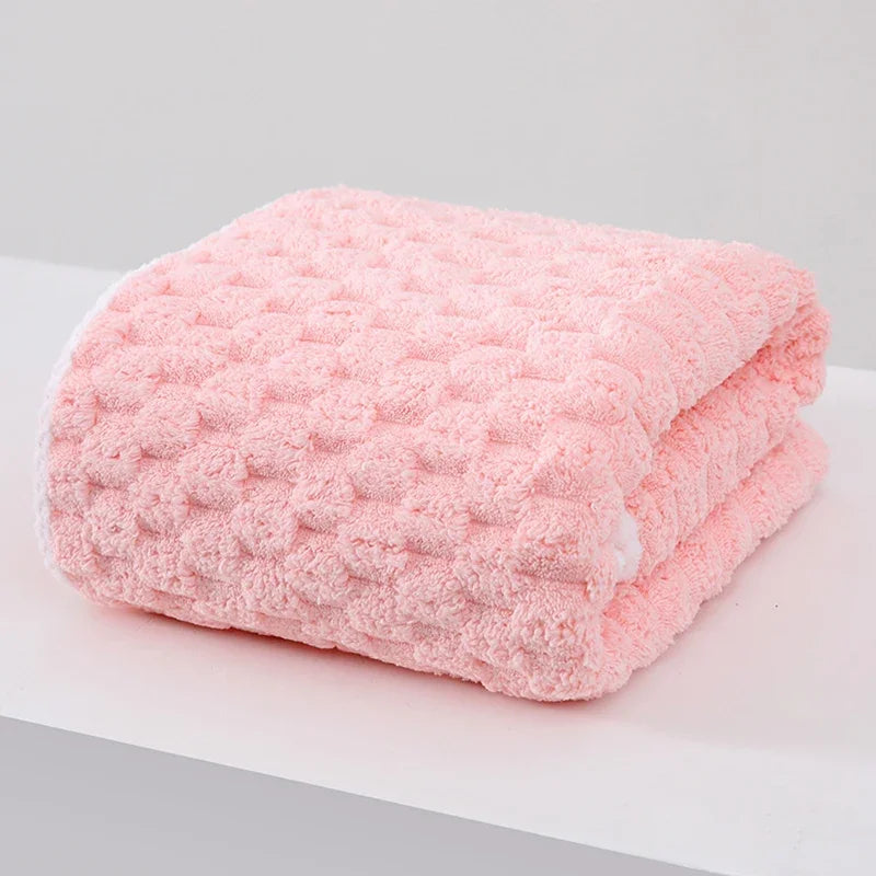 serviettes bain rapide absorption polyester plaid géométrique rose clair moderne doux
