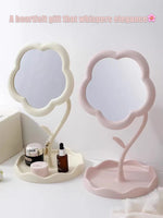 miroir table blanc crème rose poudré floral rangement maquillage bijoux calendrier