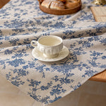 nappe plaid motif floral champêtre table extérieure mariage fête beige bleu rustic