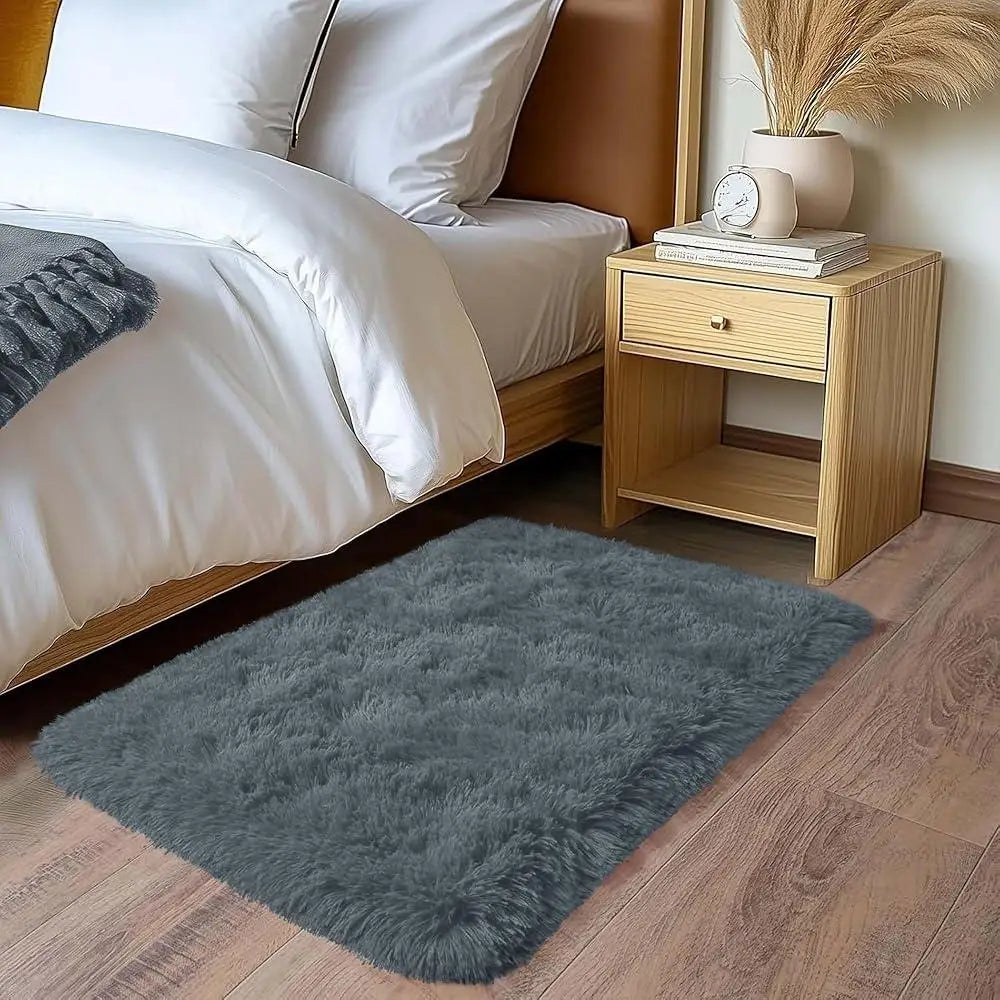 tapis noir peluche épaisse moderne résistant décoloration usage intérieur extérieur doux confortable sans peluches