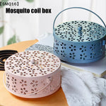 boîte bobines moustiques boîte aromathérapie bleu clair rose pâle moderne perforations floraux poignée métallique