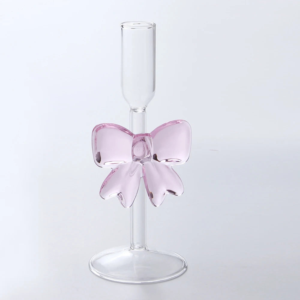 bougeoir moderne rose ruban décoratif base plate décoration table événement mariage