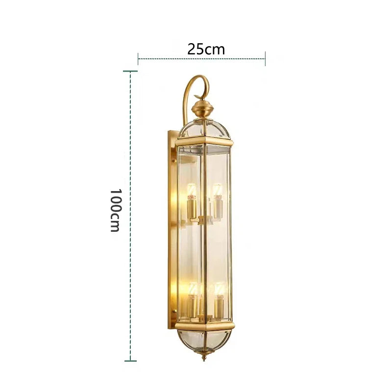 lampe murale extérieure or transparent classique éclairage moderne led jardin vintage hydrofuge