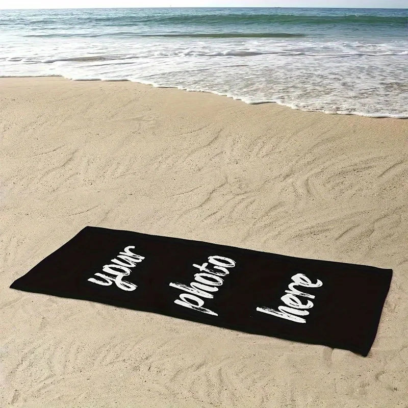 serviette plage séchage rapide polyester moderne imprimante photo logo noir dimensions variées été piscine