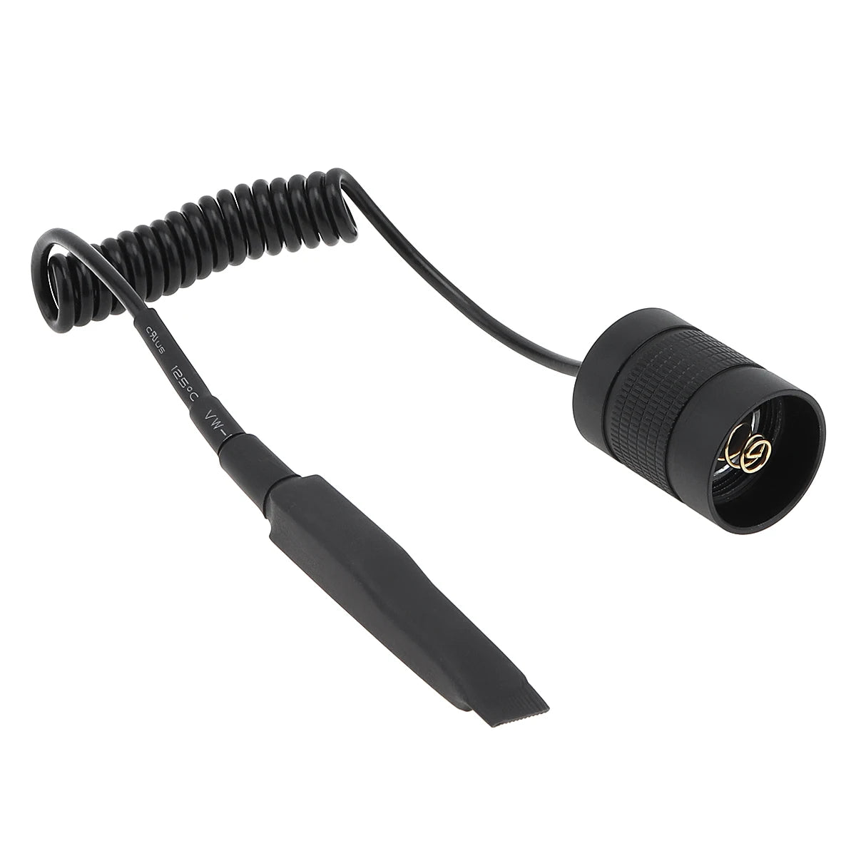 torche électrique accessoire noir spirale dorée filetage technique aluminium utilitaire éclairage nocturne camping