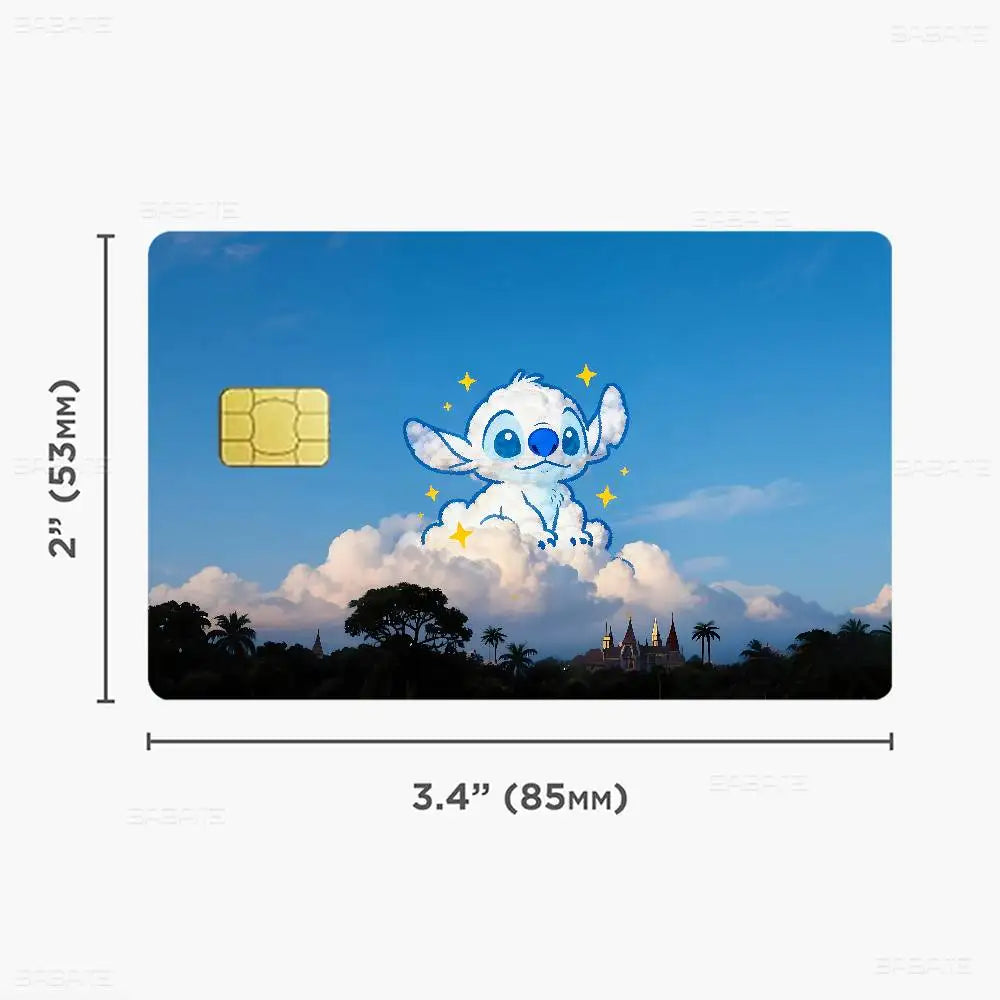 étiquettes carte bancaire stitch dessin animé mignon adhésif réutilisable waterproo