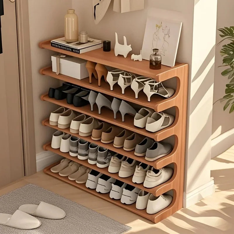 meuble chaussures bois moderne marron clair 83cm hauteur 50cm largeur rangement minimaliste multiple types