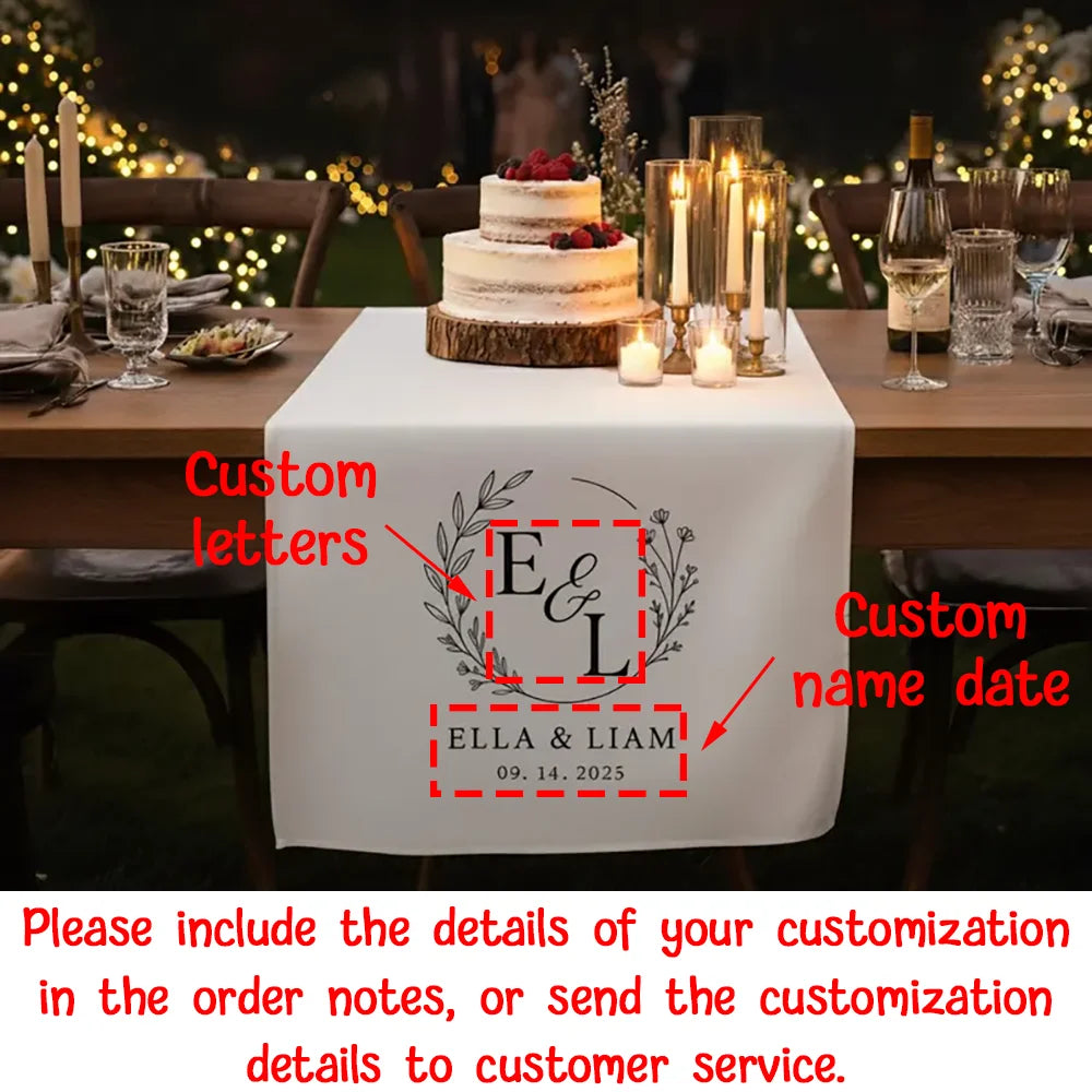 serviette table mariage monogramme feuilles texte personnalisé blanc classique élégant deco table nuptiale usage