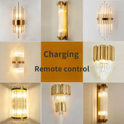 Applique murale LED dorée rechargeable pour salon et salle à manger - Éclairage moderne