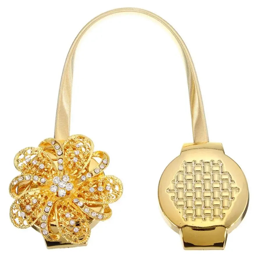 rideau magnétique fleur clips argent doré moderne élégant chambre fixations