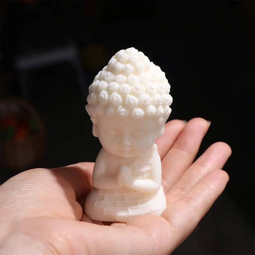 figurine bouddha blanc lotus zen décoration intérieure prière miniature résine