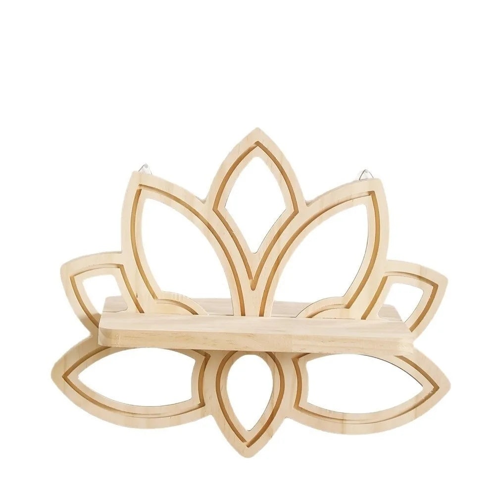 étagère miroir étagère bois fleur lotus moderne naturel beige clips