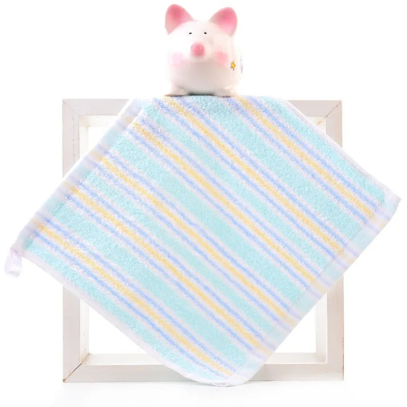 serviette coton rayée bleu clair vert rose jaune rapide absorption douce face salle bain
