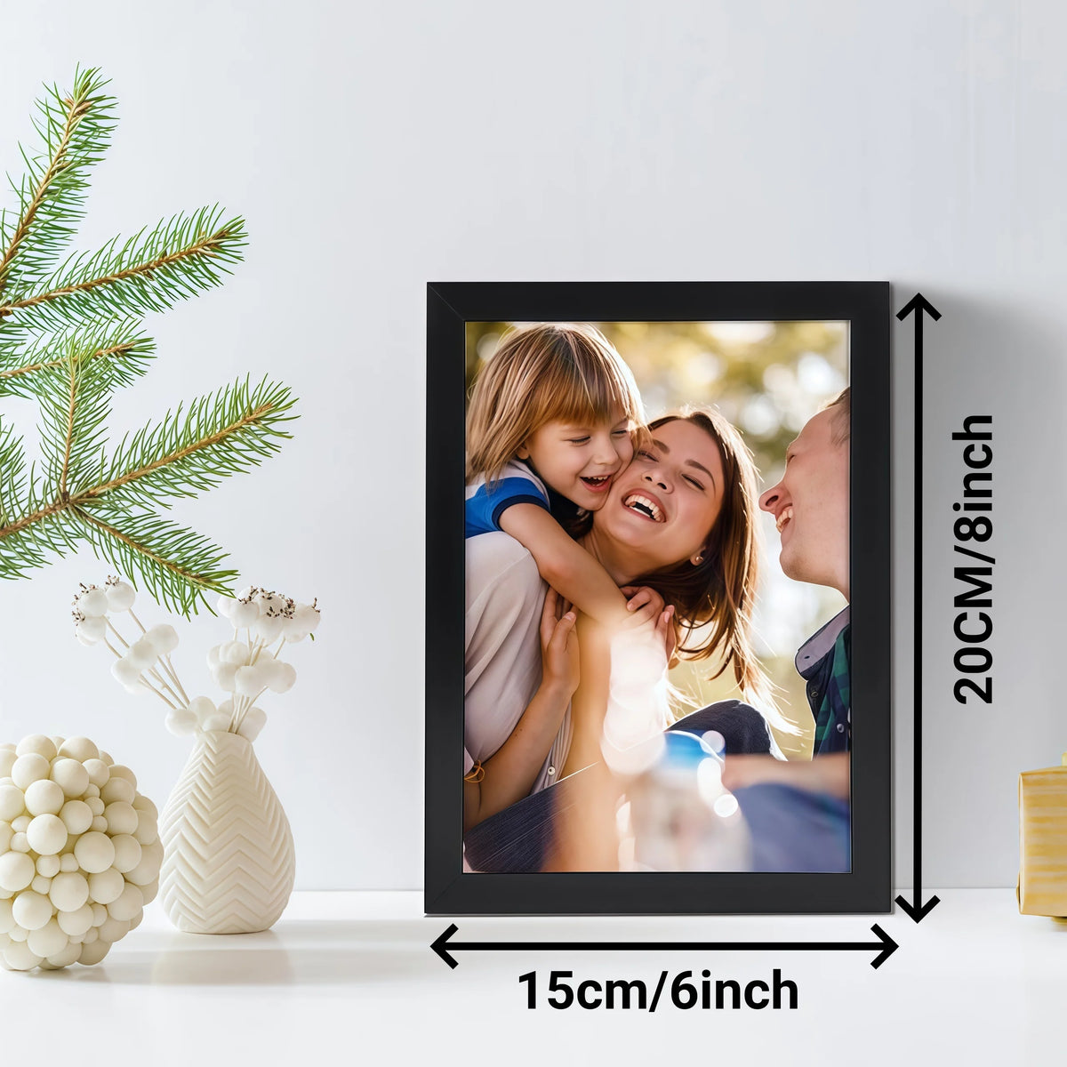 cadre photo moderne minimaliste noir rectangle texturé plastique transparent ouverture bascule support bois