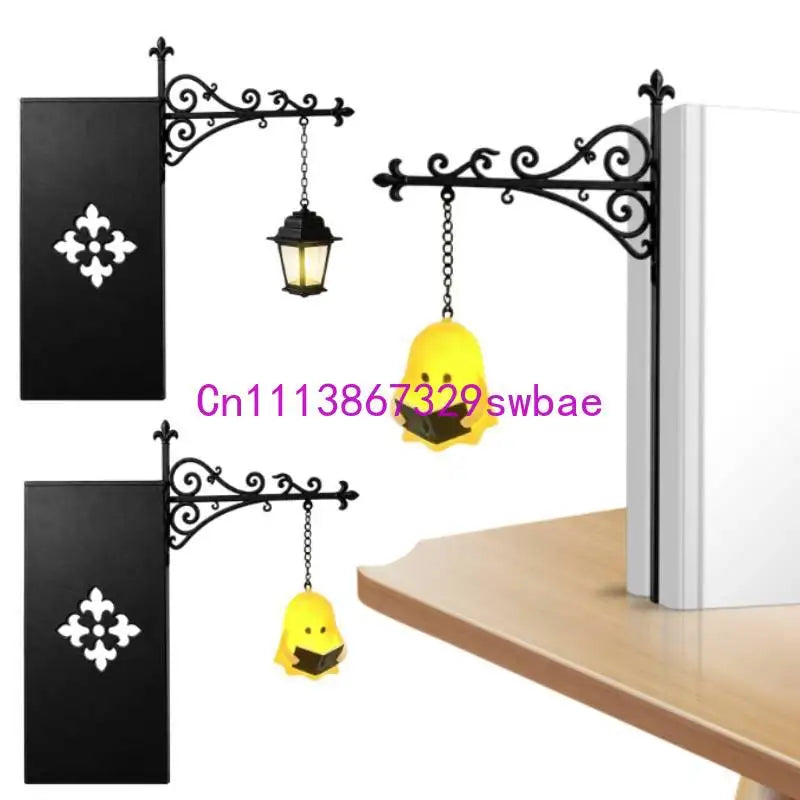 lampe suspendue vintage bibliothèque motif floral panneau décoratif abat jour livres étagère