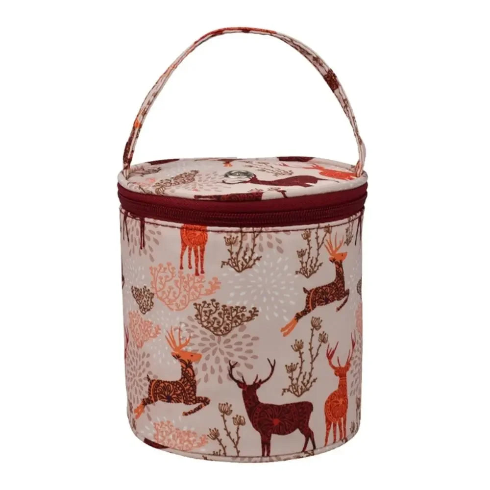sac main rond polyestère réutilisable multi usages vert rose patchwork vintage fleur animal gravures