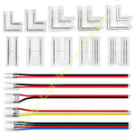 connecteurs ruban led angle droit droit broches adhésif transparent noir