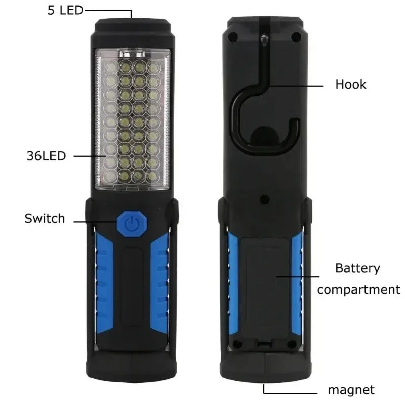 lampe torche pliable rechargeable led rouge bleu anti dérapante moderne résistante choc