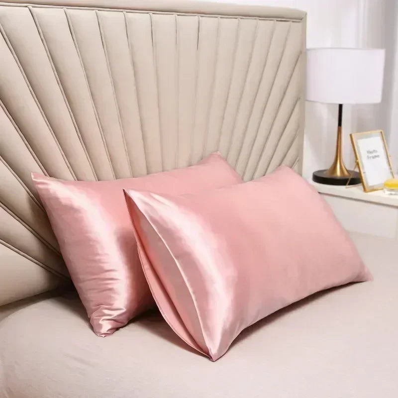 housse taies oreillers lit polyester coton élégante satinée gris rose blanc doré marine non