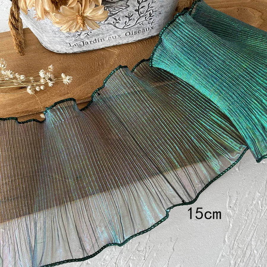 foulard élégant polyester semi transparent vert noir rayures verticales fronces 15cm écologique soluble eau