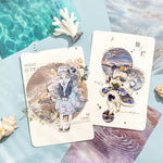 autocollants décoratifs vague mer cartes postales motifs ondulés marbrés floraux couleurs bleu vert rose