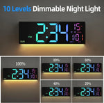 grande horloge murale digitale couleurs rvg télécommande alarme lumineuse moderne