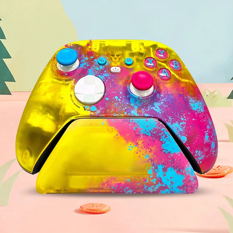 support manette jeu moderne camouflage couleur noir vert bleu rose jaune