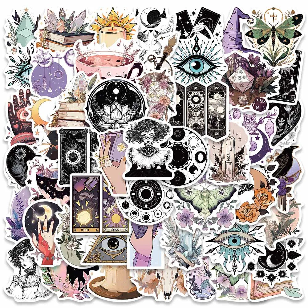 stickers fantastiques floraux mystiques multicolores adhésifs illustratifs enfants adolescents refroidisseur