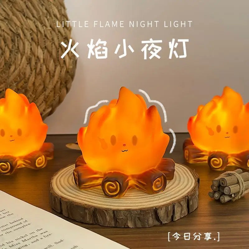 lampe table créative forme flamme dessin animé orange jaune mignon moderne chambre enfant