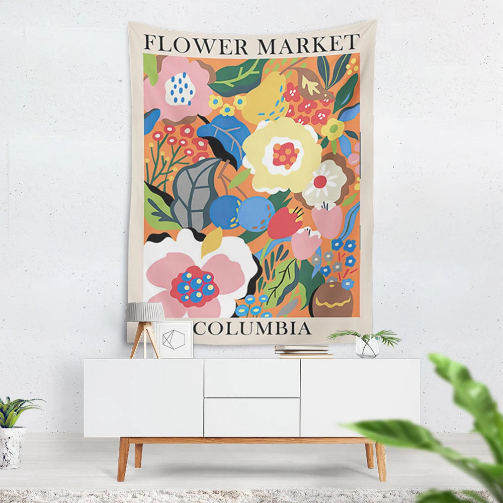 tapisserie mural moderne floral abstraite suspendue clips chambre décoration multicolore